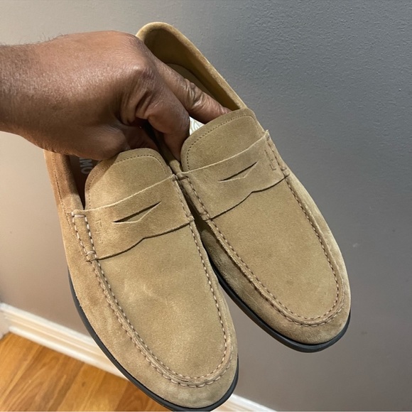 Salvatore Ferragamo FERRO2 Penny Loafers Suede Beige Sz 9 - Picture 3 of 14